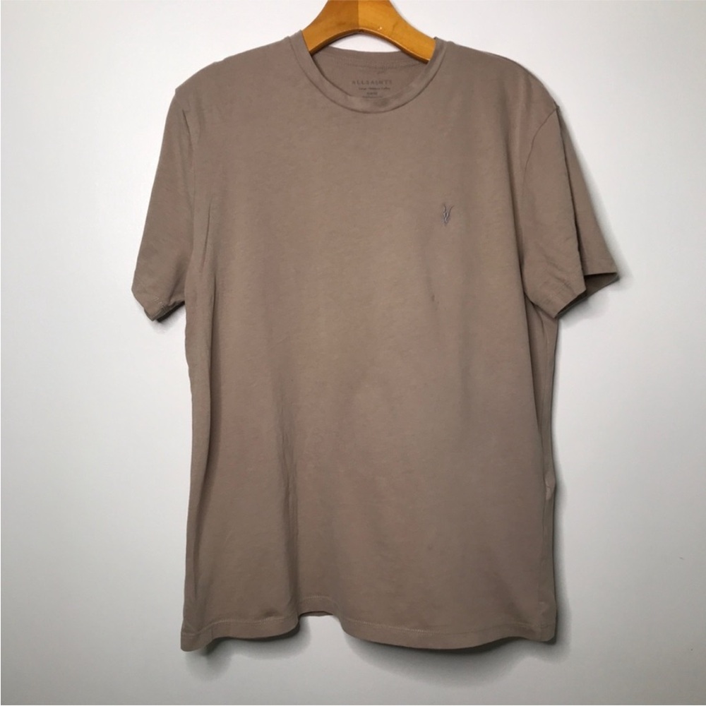 ALLSAINTS MENS T SHIRT MUSHROOM BROWN SHORT SLEEVE CREW NECK LARGE